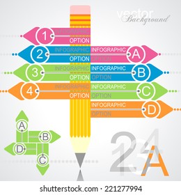 Business education pencil Infographics option. Vector illustration. can be used for workflow layout, banner, diagram, number options, step up options, web design. 