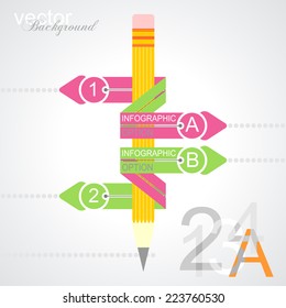 Business education pencil Infographics option. Vector illustration. can be used for workflow layout, banner, diagram, number options, step up options, web design 