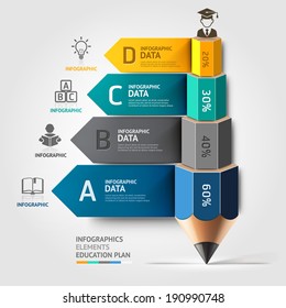 Business education pencil staircase Infographics option. Vector illustration. can be used for workflow layout, banner, diagram, number options, step up options, web design.