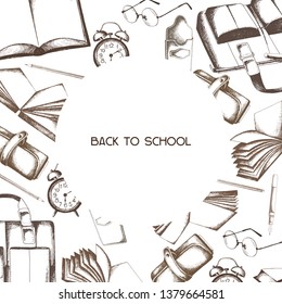 Business- education sketch frame, color outlines backdrop 