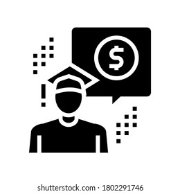 business education student glyph icon vector. business education student sign. isolated contour symbol black illustration