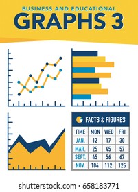 Business and educational graphs and charts vectors
