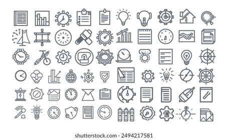 Business Efficiency icon set.With Concepts like Process Automation,Time Management, Workflow Optimization,Resource Allocation, Productivity Tools,Performance Analytics Editable Vector illustration