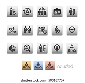 Iconos de eficiencia empresarial: el archivo vectorial incluye 4 versiones de color para cada icono en diferentes capas.
