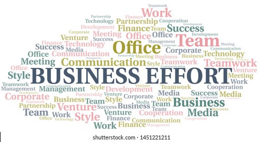Business Effort word cloud. Collage made with text only.
