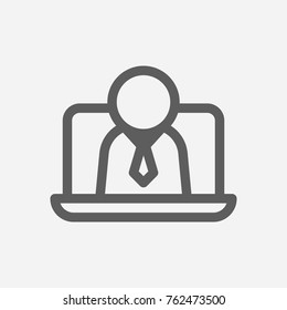 Business E-learning Webinar Icon Line. Isolated Symbol On Online Education Topic With Business E-learning Webinar Icon Concept With Also Online Course And Eteaching Meaning Vector Illustration.