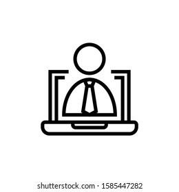 Business e-learning webinar icon in outline style on white background