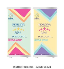 Business Elegance Unveiled: Roll Banner Vector Design -  This exquisite artwork combines style and professionalism to make your brand shine.