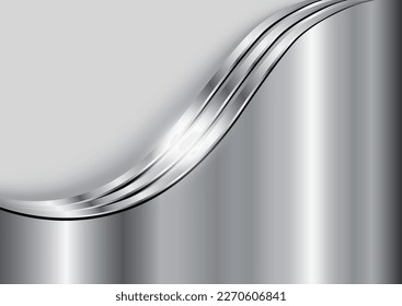  Business elegant background, silver gray metallic shiny metal waves design, vector illustration.