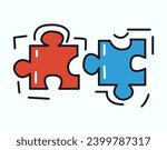 Business element of colorful sticker set. A captivating image feature interconnected puzzle pieces, symbolizing the complexity and interconnectedness of various business aspects. Vector illustration.