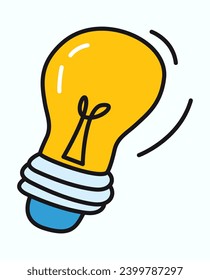 Business element of colorful sticker set. An engaging image with a vibrant color palette showcase the outline of a lightbulb sign, representing creativity and innovation. Vector illustration.
