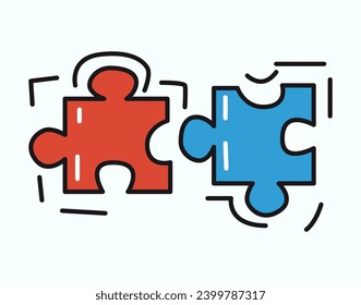 Business element of colorful sticker set. A captivating image feature interconnected puzzle pieces, symbolizing the complexity and interconnectedness of various business aspects. Vector illustration.