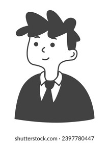 Business element of set in black line design. An illustration in black outline feature a male business professional, highlighting the concept of a businessman. Vector illustration.