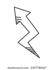 Business-Element von Set in schwarz Linie Design. Eine schwarze Skizze, die einen Pfeil nach oben zeigt, der Wachstum und Fortschritt in der Geschäftswelt beweist. Vektorgrafik.