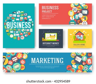 Business elements cards set. Marketing template of flyear, magazines, book cover, banners, booklet. idea infographic concept background. Layout illustrations modern pages with typography text