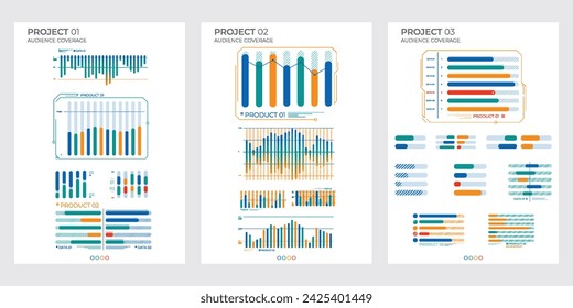 Business elements charts in color. Finance Charts.