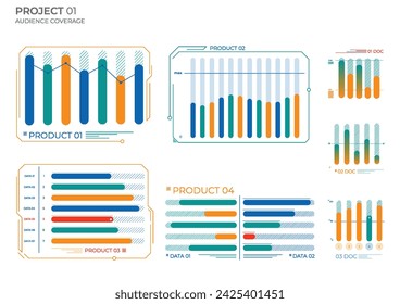 Business elements charts in color. Finance Charts.