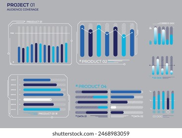 Business elements charts in color. Finance Charts.