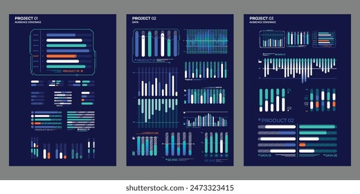 Business elements charts in color. Finance Charts.