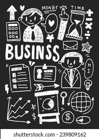 Business elements doodles hand drawn line icon, eps10