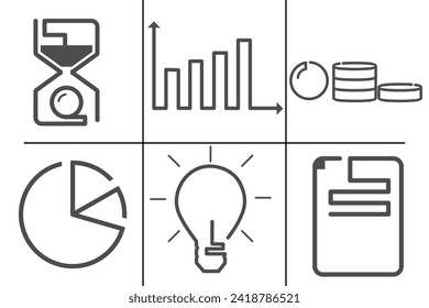 business elements icon set, with simple lines that can be used for display.