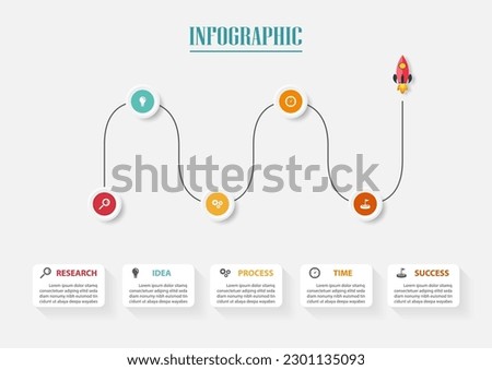 Business elements infographic design template with 5 options or steps. Ready to apply to your workflow layout design, diagram, report, web, creative banner, label. Vector illustration.