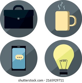 Business elements, management icons set for website and mobile site and apps. Vector illustration.