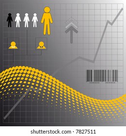 Business elements on halftone curve background