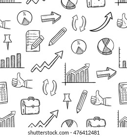 business elements seamless pattern using hand drawing or doodle art