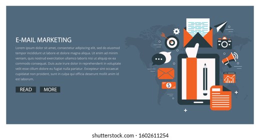 business email marketing content on mobile background
