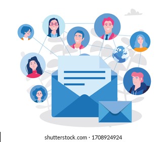 Business email marketing content , Social network communication. Vector illustration for web banner, infographics, mobile. people connection. 