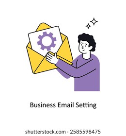 Business Email Setting Concept vector illustration.  isolated on white Background.