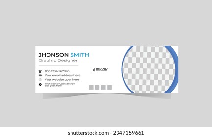 Business email signature with an author photo place modern and minimal layout with vector format.