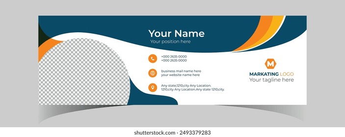 Business email signature or email footer and social cover design vector template,
 photo place for personal corporate company.
