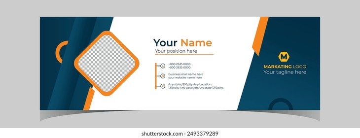 Business email signature or email footer and social cover design vector template,
 photo place for personal corporate company.