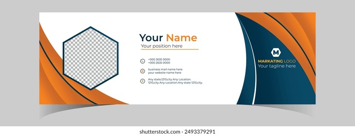Business email signature or email footer and social cover design vector template,
 photo place for personal corporate company.