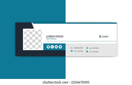  Business email signature with modern and minimal layout. Email signature or email footer and personal social media cover design