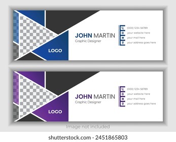 Business email signature template with a white backdrop and a distinctive vector design for all businesses.