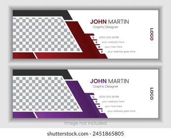 Business email signature template with a white backdrop and a distinctive vector design for all businesses.