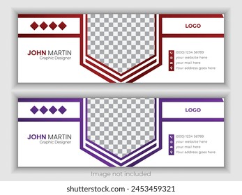 Business email signature template with a white backdrop and a distinctive vector design for all businesses.