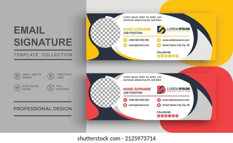 Business e-mail signature vector template. Email Signature Template vector design with a standard size.