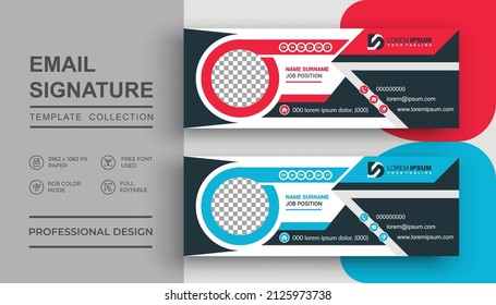 Business e-mail signature vector template. Email Signature Template vector design with a standard size.