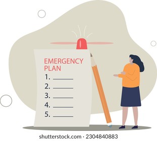 Business emergency plan, checklist to do when disaster happen to continue business and build resilience concept.flat vector illustration.