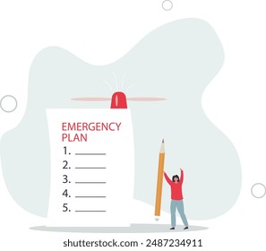Business emergency plan, checklist to do when disaster happen to continue business and build resilience concept..flat design.illustration with people.