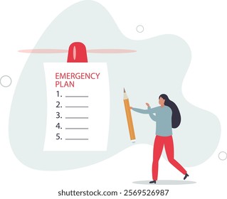 Business emergency plan, checklist to do when disaster happen to continue business and build resilience concept.flat characters.