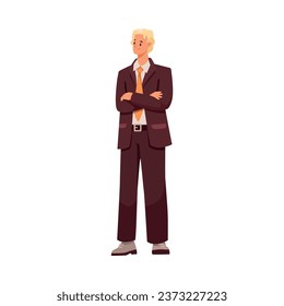 Business Employee Man Character Engaged in Office Work Vector Illustration