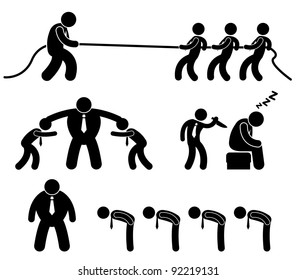 Business Employee Worker Situation in Office Workplace Icon Pictogram