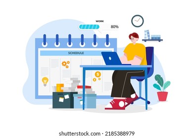 Business employees maintain a schedule