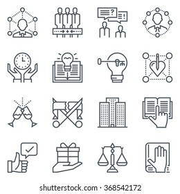 Business and employment icon set suitable for info graphics, websites and print media. Black and white, vector, responsive, isolated, flat line icons and signs.