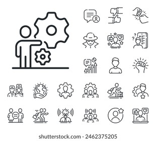 Business employment sign. Specialist, doctor and job competition outline icons. Job line icon. Man at work symbol. Job line sign. Avatar placeholder, spy headshot icon. Strike leader. Vector